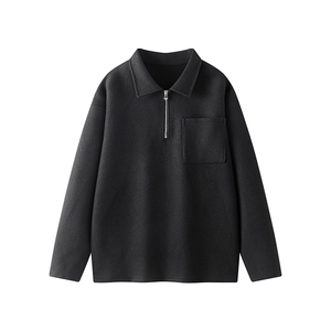 翻领半拉链卫衣宽松版型纯色简约经典休闲呢子上衣HY801P45控78图片