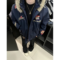 美式复古刺绣徽章座山雕棉衣外套男女冬季小众保暖夹克，男装夹克，四季星座505