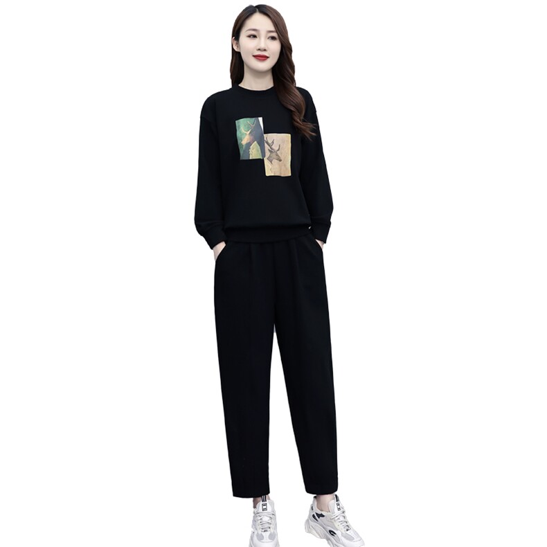 休闲卫衣运动女士春秋季2025新款高级感减龄小个子一整套穿搭,女装运动套装,凯瑟曼