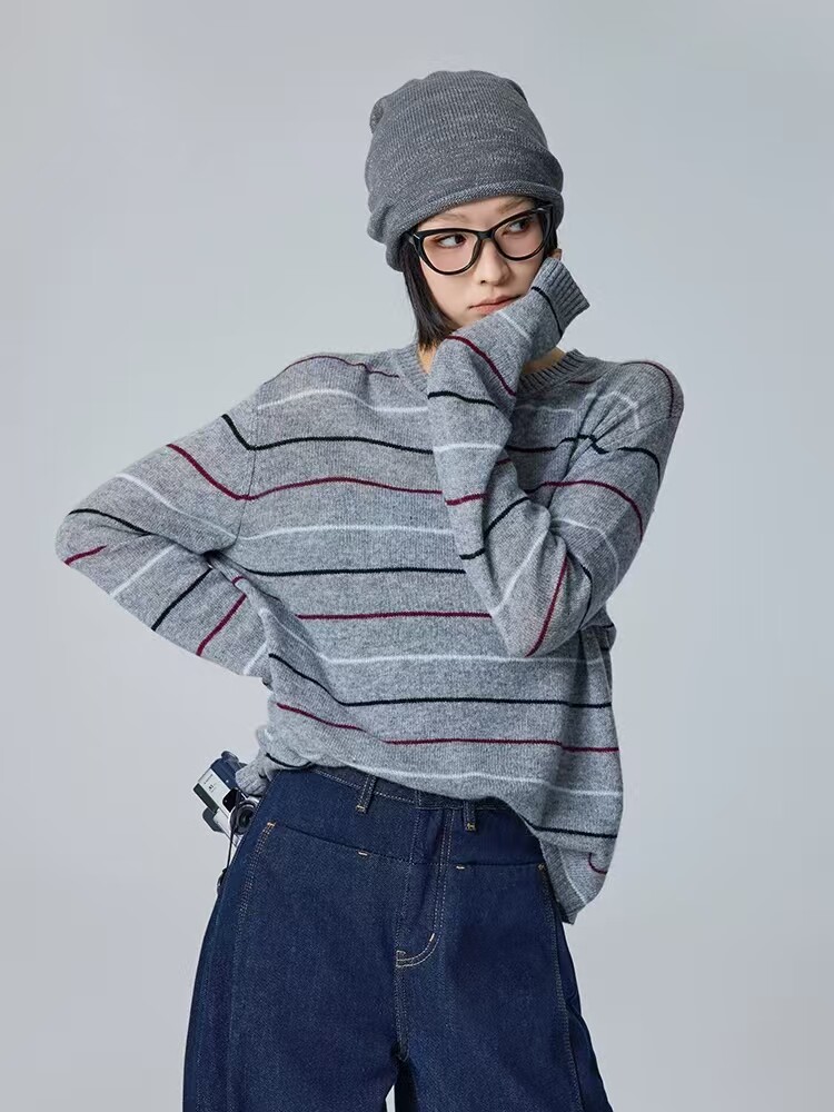 春季新款道圆领长袖均码胸围110衣长60袖长56,针织衫/毛衣,初婷羊绒