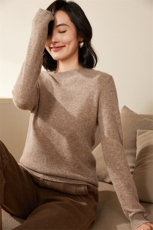 时尚百搭羊毛圆领宽松毛衣舒适保暖显瘦长袖针织衫，女装羊毛衫，北娇羊绒