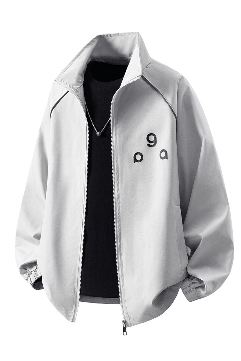 立体白底反光条镶边字母印花设计大码M-5XL夹克男JK78057P75控108,男装夹克,星座227-7