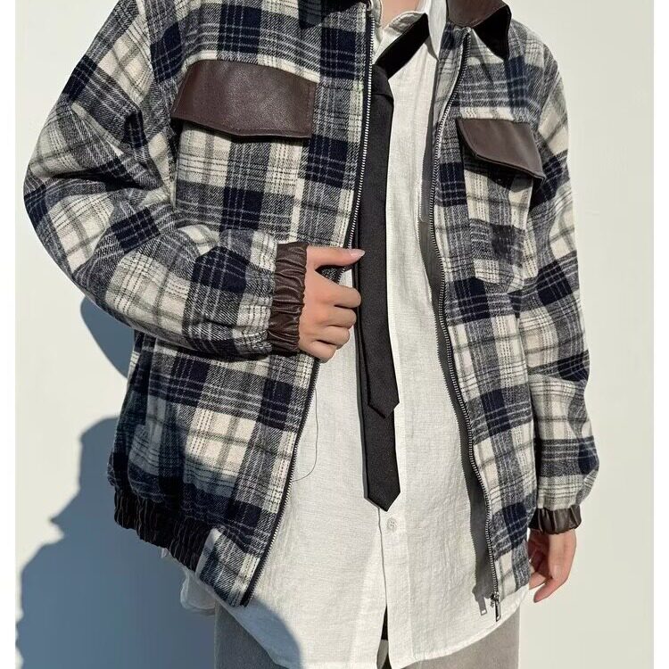 冬季棉衣男格子拼接刺绣男保暖宽松棉服外套,男装棉衣,星座716-3