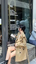 韩版大翻领双排扣中长款风衣，女装风衣，Balance Studio