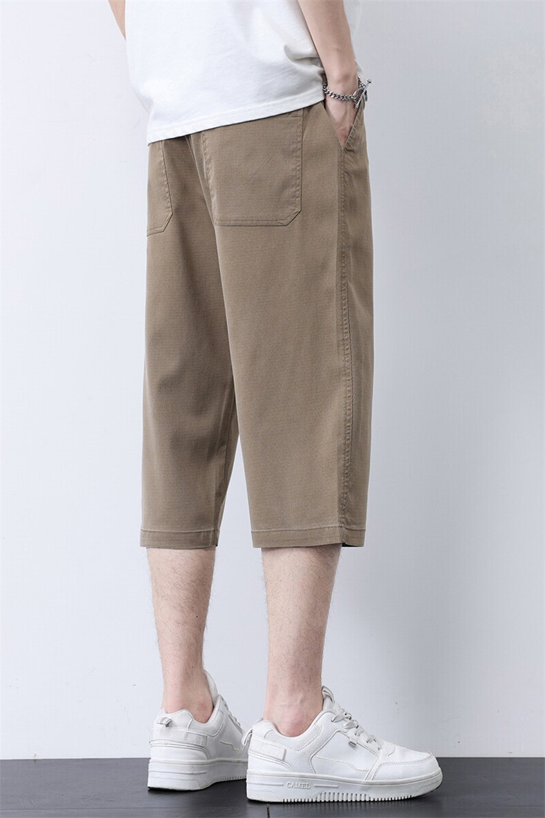 627-P39主推M-5XL大码宽松山本裤冰丝裤男薄七分裤褶皱慵懒凉短裤,男装休闲裤,星座224-1