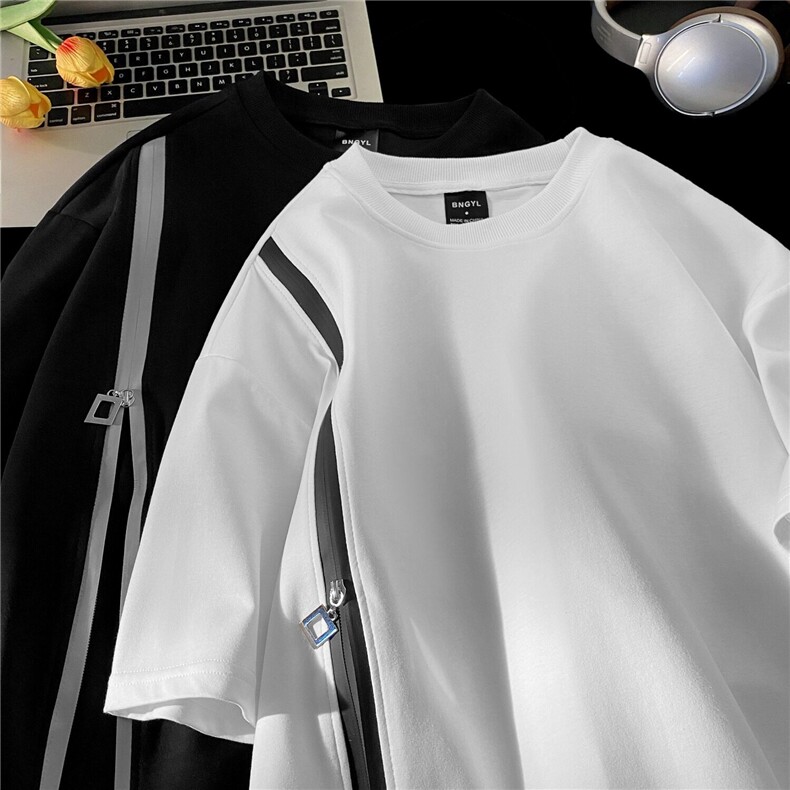 T恤男女韩版潮流宽松百搭帅气拉链2026夏季ins新款体恤ST686-P43,男装T恤,星座412-3