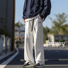拖地裤子男款简约纯棉裤子美式潮牌直筒宽松休闲长裤K666-特批-41，男装棉裤，星座718-1