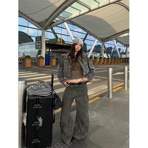 满印五角星休闲阔腿裤女2025新款夏季超火宽松慵懒百搭街舞运动裤图片