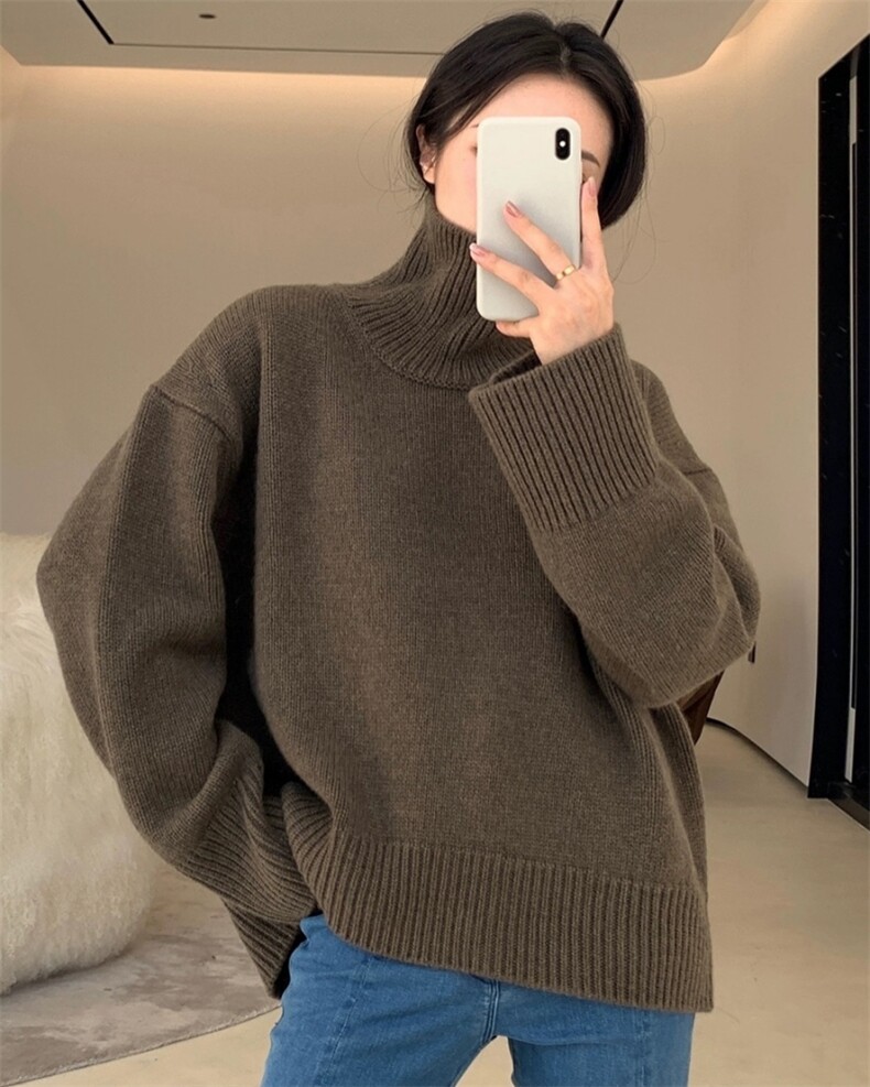 羊毛打底衫女秋冬内搭半高领套头保暖长袖羊毛针织毛衣,女装羊毛衫,恩泰羊绒