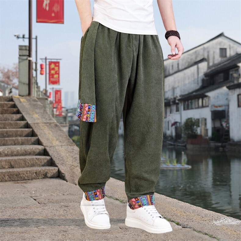 男士休闲裤灯芯绒长裤新中式灯笼裤哈伦萝卜裤 XZ1512-2522裤-P50图片
