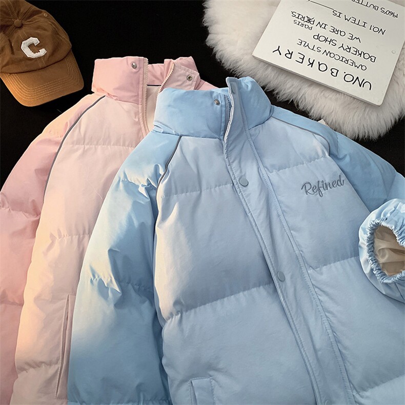 EQ356冬季拼接撞色棉服外套男女情侣装面包服棉衣2024新款,男装棉衣,电商C306-1