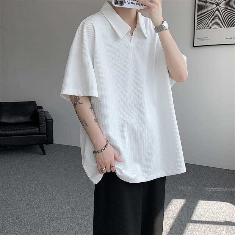 短袖夏季新款男士肌理感冰丝短袖T恤翻领半袖T8110-P32，男装T恤，星座214-3