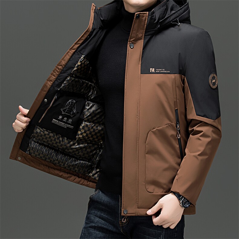 中老年棉服男户外冲锋衣拼色连帽短款加厚保暖棉衣爸爸冬装外套男,男装夹克,电商B212（原钱塘6029）