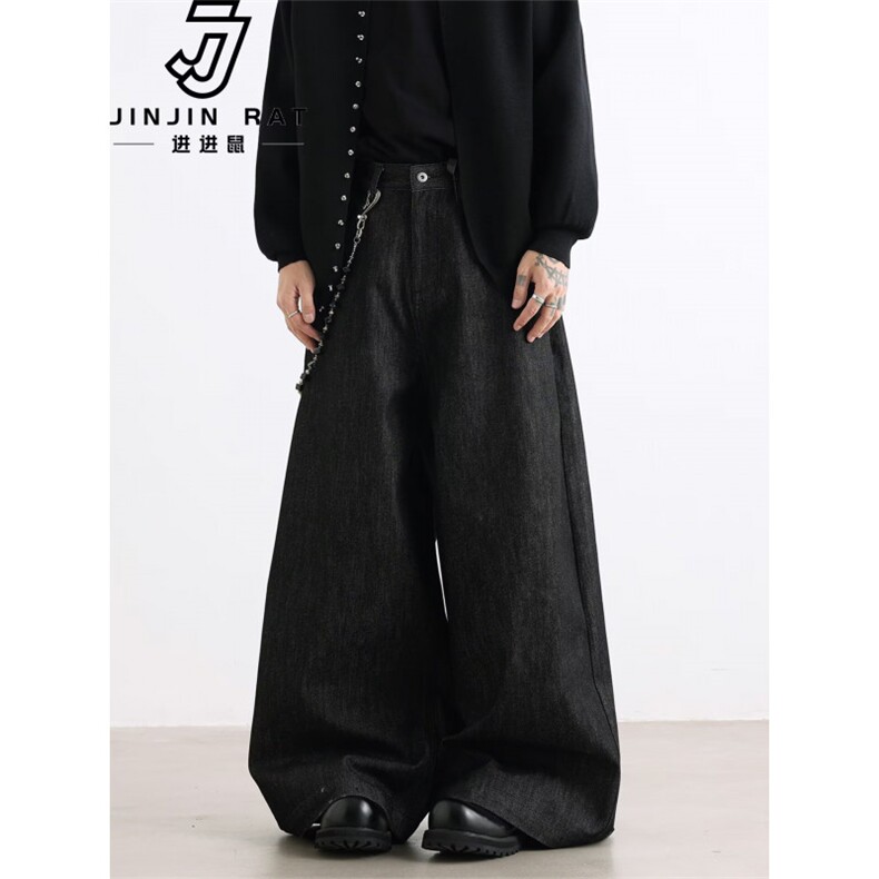 W10681-P58网图现货重工刺绣龙文艺宽松阔腿牛仔裤,男装牛仔裤,星座1608