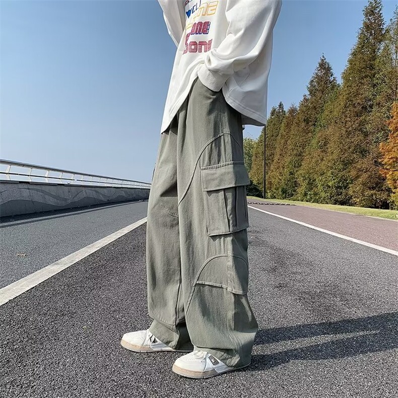 2023港风文艺直筒休闲裤男春秋宽松潮流工装裤,男装休闲裤,星座716-4