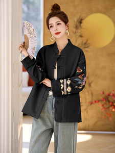 2025新款春秋季中国风刺绣盘扣外套女改良唐装立领复古新中式潮流图片