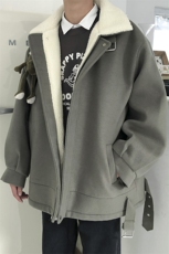 秋冬呢料港风ins纯色加厚羊羔毛短款男保暖棉衣A071-089-P125，男装棉衣，电商A071