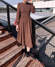 针织拼接连衣裙，女装连衣裙，安玖拉