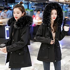 休闲时尚2021冬季宽松韩版中长款棉衣，女装棉衣/棉服，涵亦佰惠