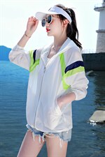 奥特莱斯大牌折扣撤柜清仓拼色防晒衣女刺绣防晒服轻薄开衫外套夏，女装防晒衣，浙宝281