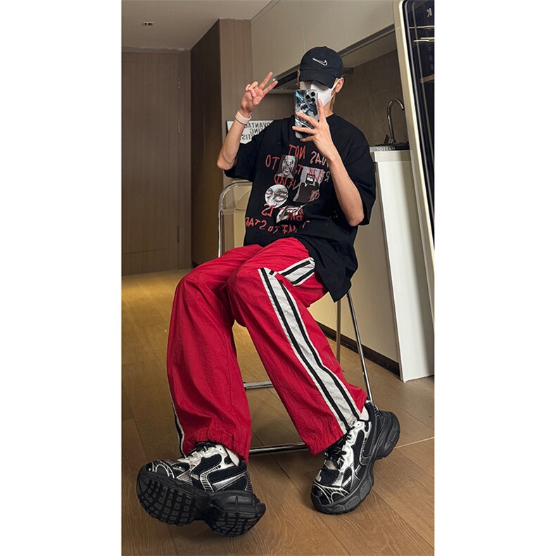 现货夏季速干巴黎神裤撞色拼接条纹休闲运动长裤男K650-P45控68，女装休闲裤，星座205-5