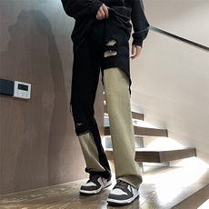 高街vibe设计感小众休闲直筒裤美式潮牌破洞牛仔裤男K7270-P48，男装牛仔裤，星座512-3