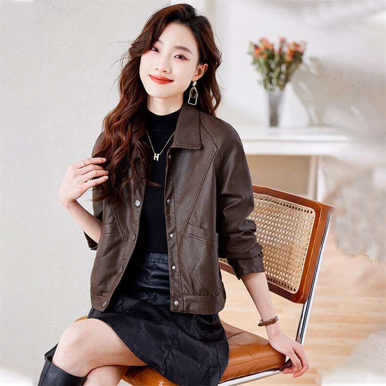 BAO加绒加厚皮衣女装2025秋冬新款高级感时尚洋气小个子皮衣外套，女装皮衣，美拉德工厂直营店