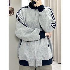 抖音得物高品质美式高街重磅结构设计拼接织带立领卫衣外套CM42，女装短外套，电商A486-1