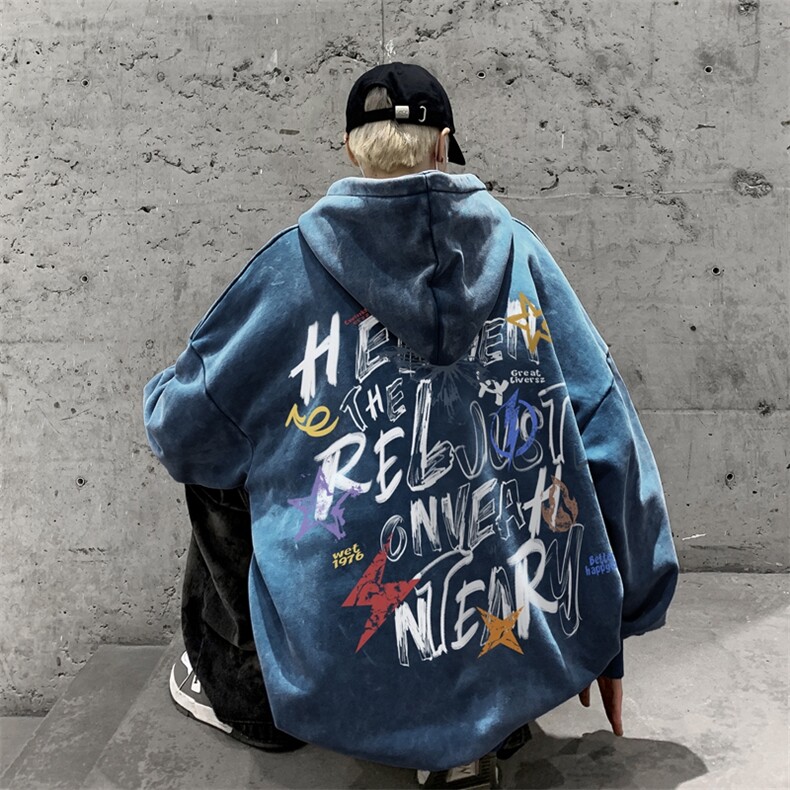 新图爆秋冬重磅水洗连帽卫衣美式大码男衣服XZ517A-3-WL3604-P68，男装卫衣，星座517A-3