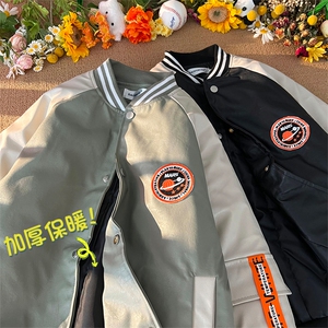 冬季现货加厚棒球服飞行服棉服PU情侣棉服男女M05-P100图片