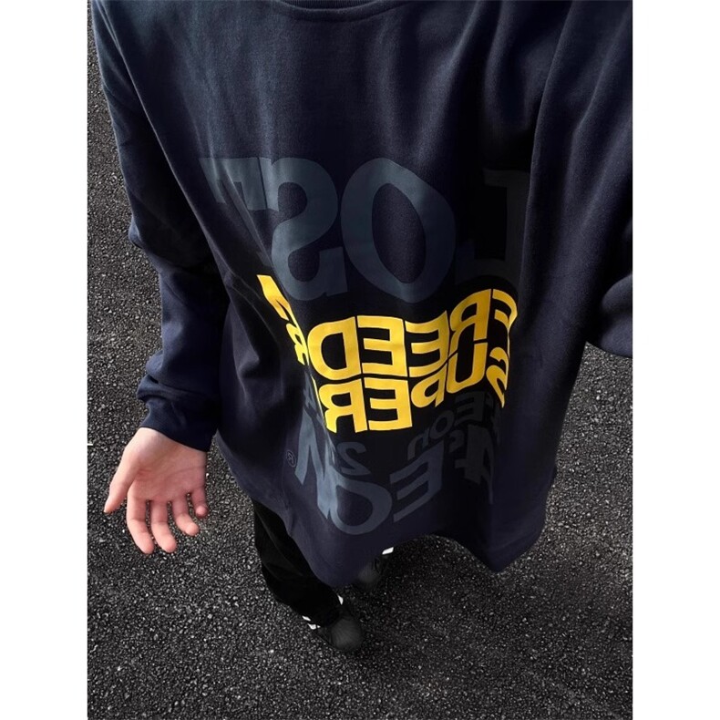 S01-P25 美式重磅长袖T恤男纯棉秋冬季打底衫潮牌情侣款卫衣图片