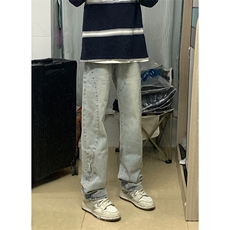 B221美式ins高街暗黑小众个性铆钉小脚牛仔裤LK23142-P65控88，男装牛仔裤，电商B221