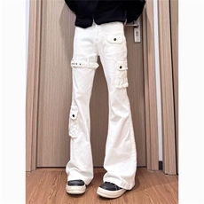 美式高街小众微喇牛仔裤男潮牌工装宽松显瘦直筒裤子LK11511-P48，男装牛仔裤，星座1008