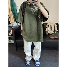 得物抖音直播高品质麂皮绒风印花宽松短袖djp295-特批23控39，男装T恤，星座605(原A050)