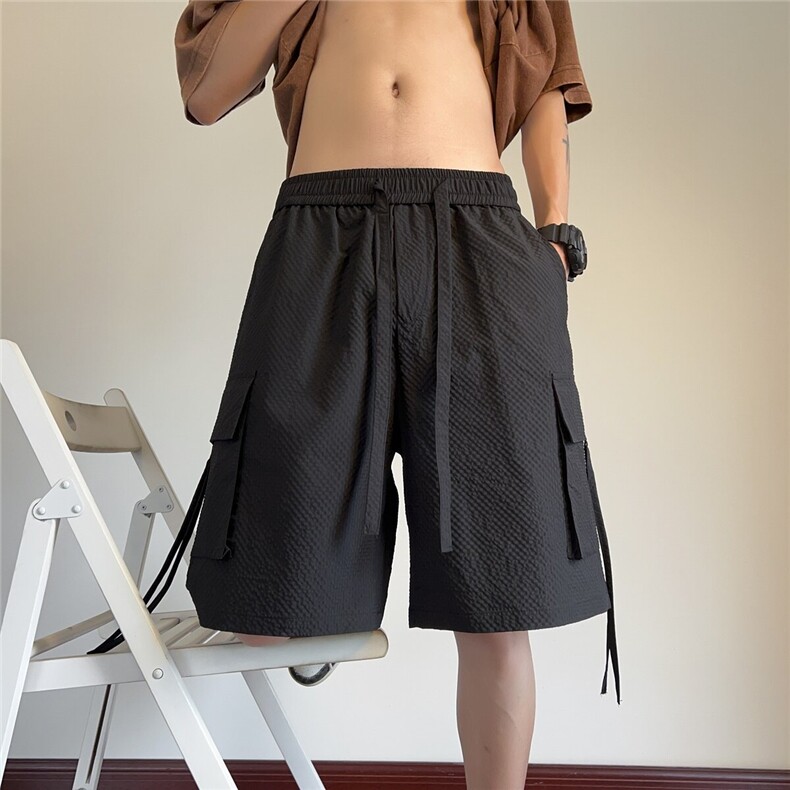 2025夏季薄款泡泡格工装短裤宽松透气五分中裤CK40*P30,男装休闲裤,星座511-1