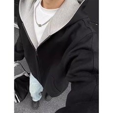 连帽卫衣开衫美式潮牌宽松情侣帽衫拉链外套1001-1-WY82-P55，女装短外套，星座1001-1