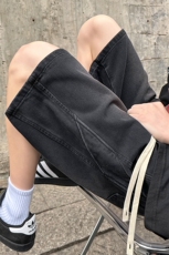 2024夏季新款外景大码美式拼接牛仔短裤M-5XGK24385-P50，男装牛仔裤，电商A022
