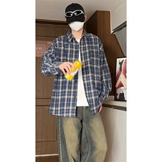 厚款小香风长袖衬衫男格子衬衣KD612-P5078，男装衬衫，电商D312-1