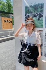 设计感轻薄撞色时尚防晒套装2025新款女夏宽松短袖衬衫短裤两件套，商品下架区，帛香坊