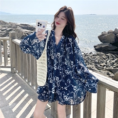 现货-放心上好卖-款印花防晒衬衣＋短裤套装1915-P145-K208，女装套装/套裙，2C168
