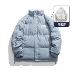 冬季宽松纯色双面穿情侣休闲加厚保暖立领棉潮流服棉衣外套，男装棉衣，星座205-3