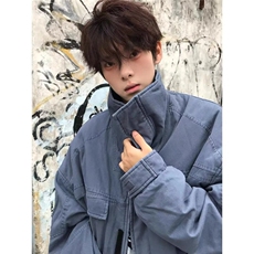 美式复古立领外套男女春秋冬季潮流加绒加厚棉服夹克MJ60-P143，男装夹克，星座208-5
