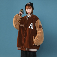 男女同款加绒加厚羊羔绒棒球领保暖棉服外套A406MY11P125，男装棉衣，星座309（原A406）