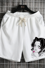 MK37153-P15冰丝短裤男士大码宽松休闲五分裤男运动中裤网格，男装休闲裤，电商A040A