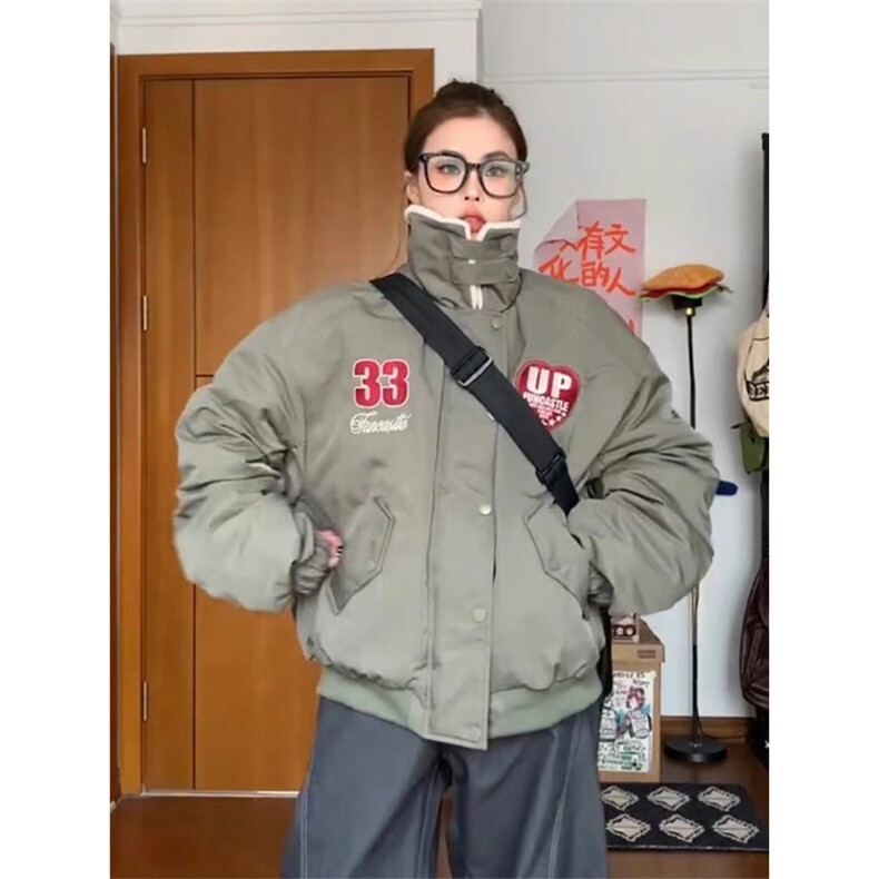 网图有货 美式复古羊羔毛翻领棉服外套女加厚保暖棉服男 A120-P80图片