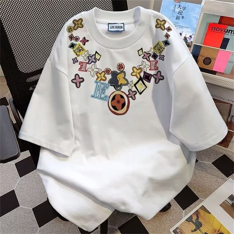 复古潮牌夏季t恤短袖男新款青少年圆领印花个性时尚上衣GA528P19,男装T恤,星座1013-5