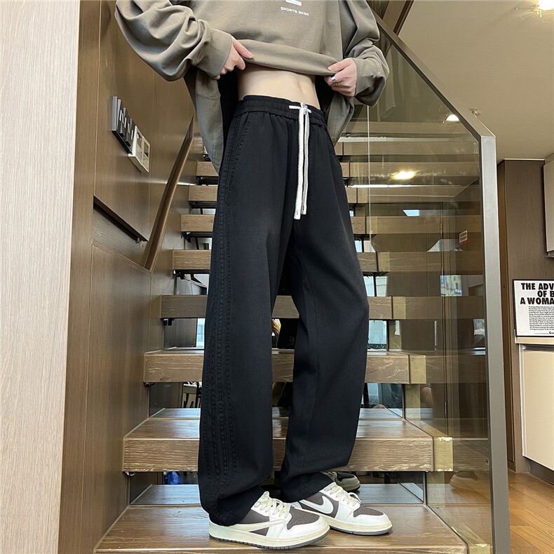 秋季莱赛尔天丝直筒裤子2025新款阔腿男士休闲裤工装长裤M556-P45,男装工装外套,星座509