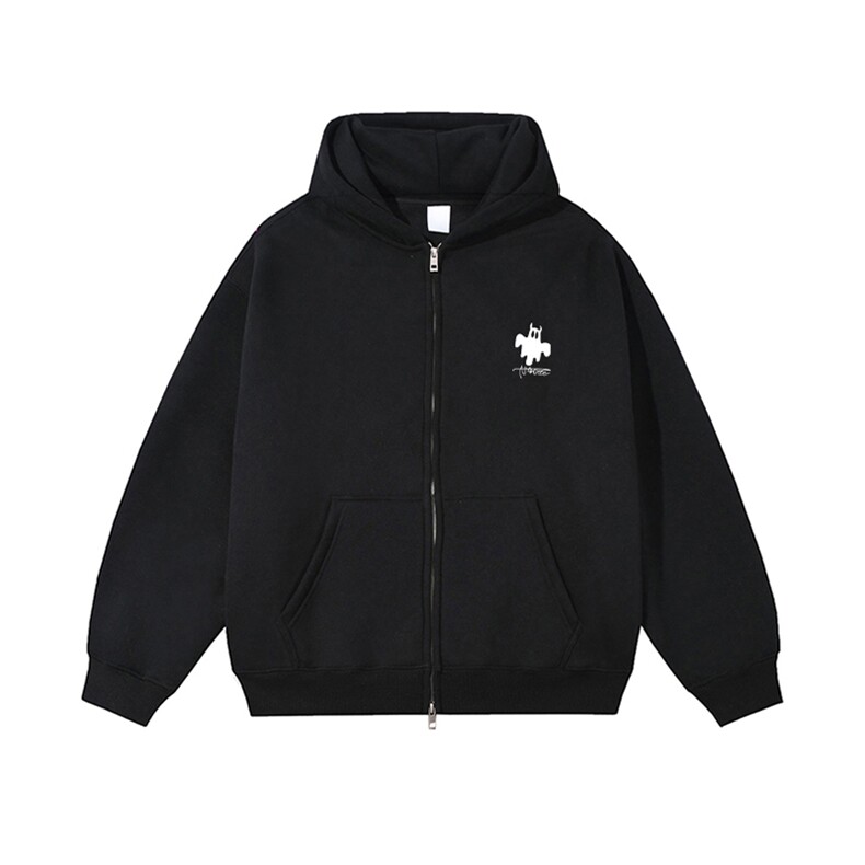 抖音得物高品质350克秋冬双头双拉链卫衣开衫外套AW7403,女装短外套,电商A443