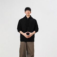 连帽毛衣男2025秋冬新款复古套头针织衫慵懒风宽松外套-A2254TP55，男装针织衫/毛衣，电商B241