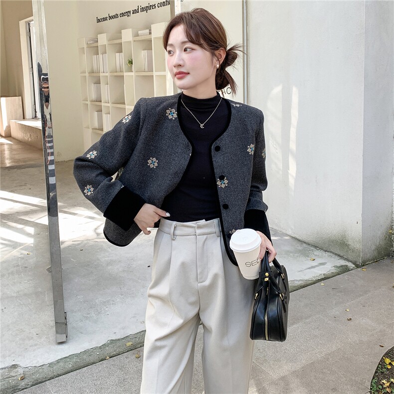 2025秋冬新款刺绣双面呢外套女,女装毛呢外套,曼娅璐